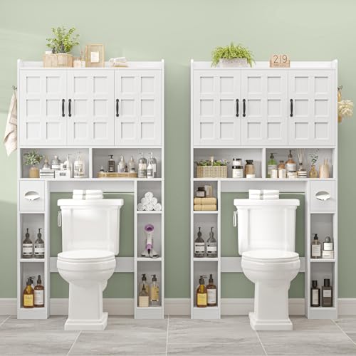 Farmhouse Over The Toilet Storage Cabinet with 3 Barn Doors