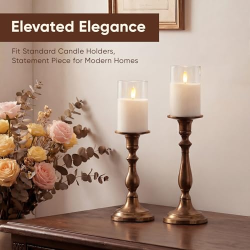 3"x5" White Glass Flameless LED Candle Battery Operated with Control (2 Count)