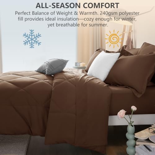 King Size Comforter Set Brown