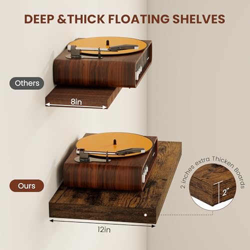 Deep Floating Shelves 55x12” Set of 2 (2 Count)
