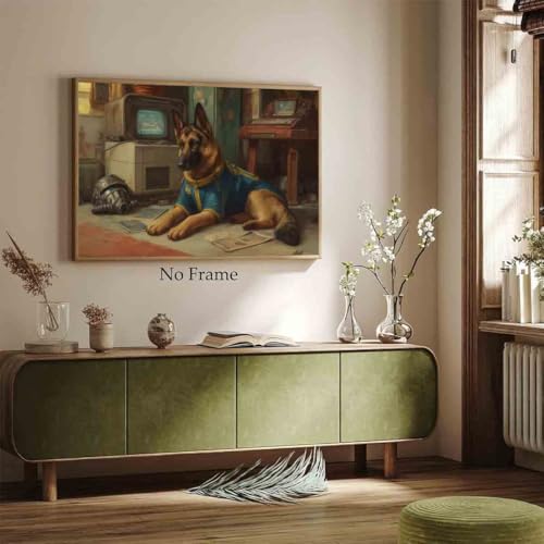 German Shepherd Poster Animal Portrait Wall Art Vintage Animals Wall Art Cute Dog Poster Funny Dog Paintings German Shepherd Poster Modern Abstract Living Room Decor 16x24inch No Frame