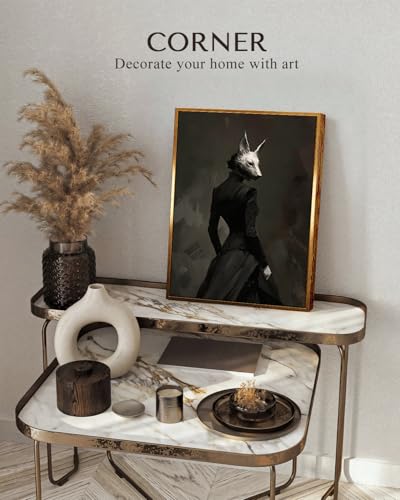 Fox Mask Lady Gothic Framed Halloween Wall Art