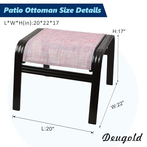 Assembled Outdoor Patio Ottoman Aluminum Textilene Portable Metal Footstool 2 Set Pink (2 Count)