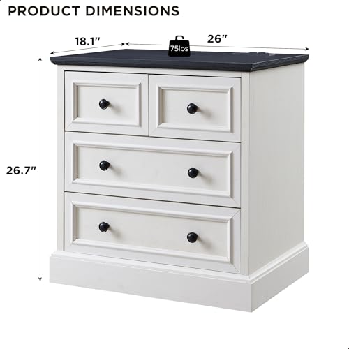 26" Wide Farmhouse 4 Drawer Dresser for Bedroom