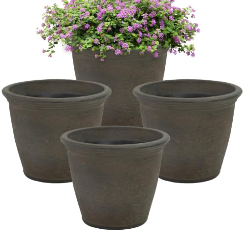 Sunnydaze Anjelica 15.25'' Large Plastic Planter Pot for Plants (4 Count)
