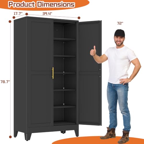 RISRERN Black Metal Storage Cabinet