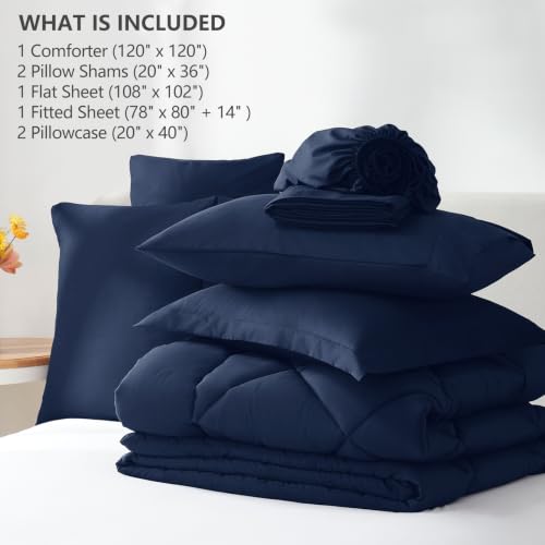 Super King Comforter Set Navy