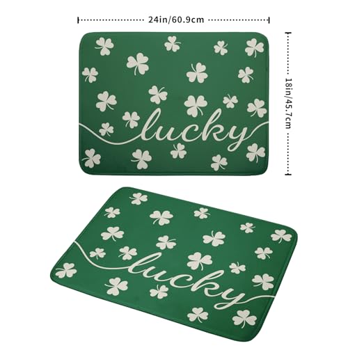 St Patricks Day Dish Drying Mat for Kitchen Lucky Shamrocks Absorbent Reversible Microfiber Kitchen Countertop Protector Dishes Pad Large 18x24 inch