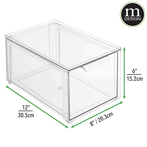 Plastic Stackable Bathroom Storage Organizer Bin with Pull Out Drawer for Cabinet (8 Count)
