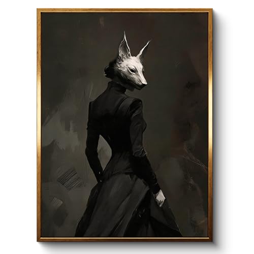 Fox Mask Lady Gothic Framed Halloween Wall Art