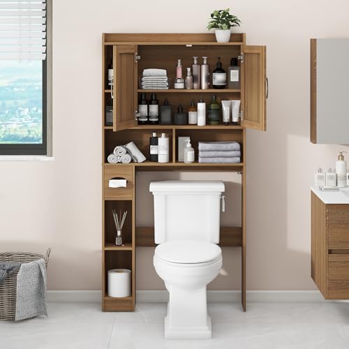 Over The Toilet Storage Cabinet with 2 Barn Doors
