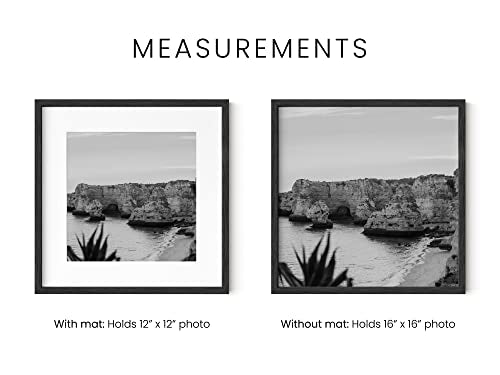 Solid Oak Wood 16”x16” Picture Frames Matted to 12”x12” Set of 3 (3 Count)