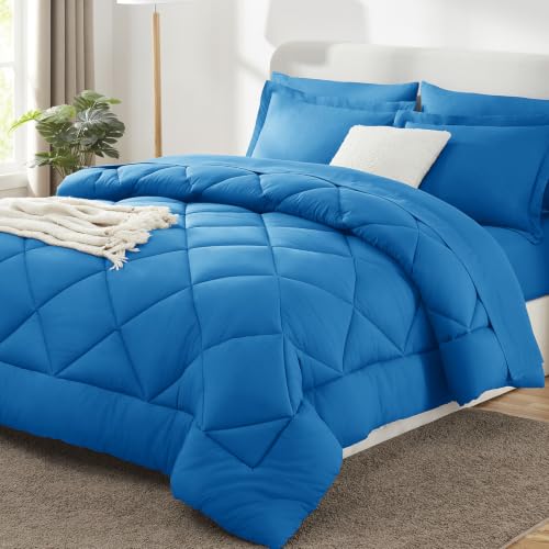 Queen Comforter Set with Sheets Royal Blue