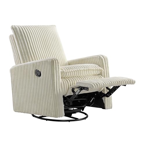 Uptown Upholstered Glider Recliner Rocking Chair 360° Swivel for Nursery and Living Room