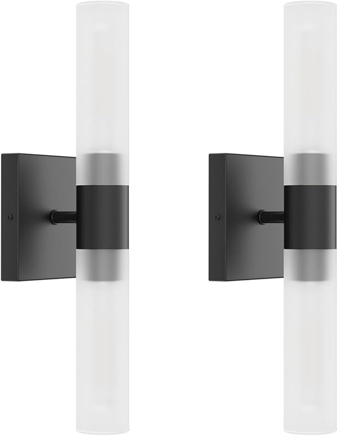 Black Wall Sconces Set of Two, 15.7in Dimmable Hardwired LED Sconce Lighting