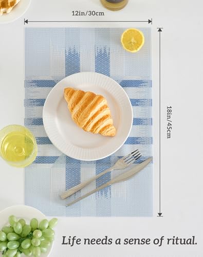 Geometric Print Blue Placemats Set of 8 (2.75 Count)
