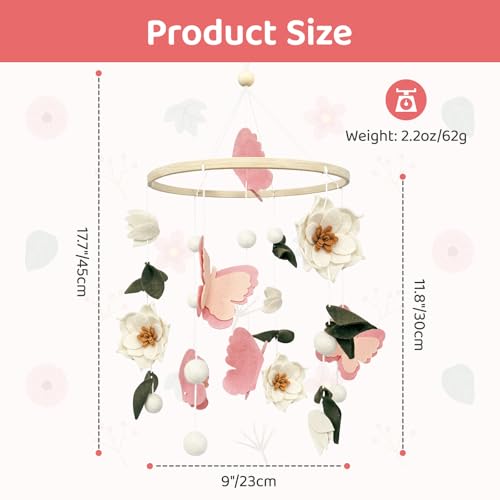 Baby Mobile for Crib Flowers and Butterflies Crib Mobile