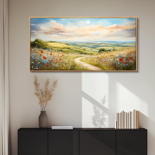Large Wall Art For Living Room Canvas Wall Decor For Bedroom Mountain Path Landscape Painting Wood Frame Farmhouse Restaurant Home Wall Decorations Art Print Posters Ready To Hang 20"X40"