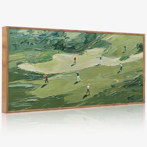 3D Textured Green Golf Course Framed Canvas Wall Art 40x20 Inch