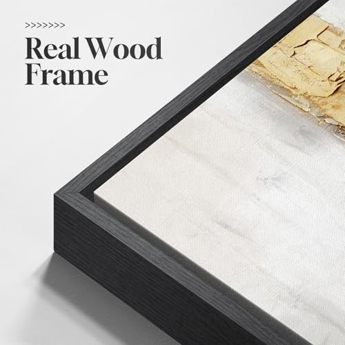 Extra Large Framed Black White Gold Abstract Wall Art