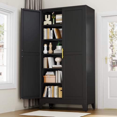 RISRERN Black Metal Storage Cabinet