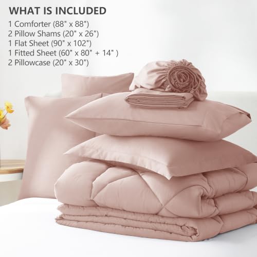 Queen Comforter Set with Sheets Dusty Pink