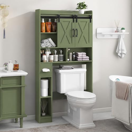 Over The Toilet Storage Cabinet with Sliding Doors