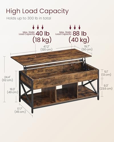 Lift Top Coffee Table with Storage Shelf
