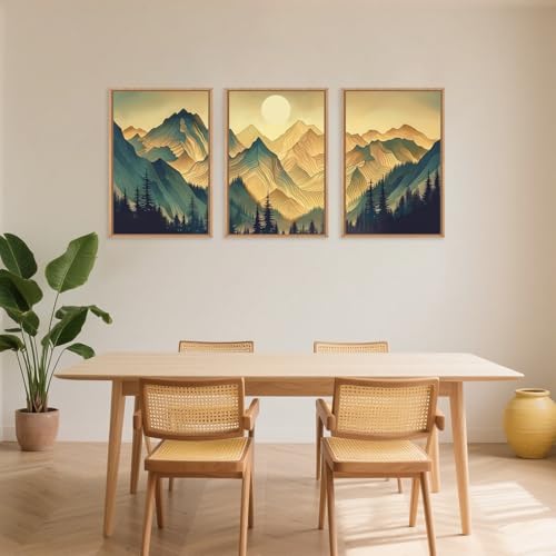 Mountains Forests Framed Canvas Wall Art Set