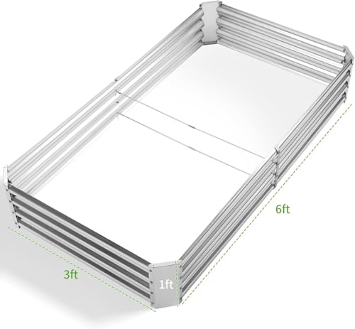 3 Pack 6×3×1ft Galvanized Metal Raised Garden Bed (3 Count)