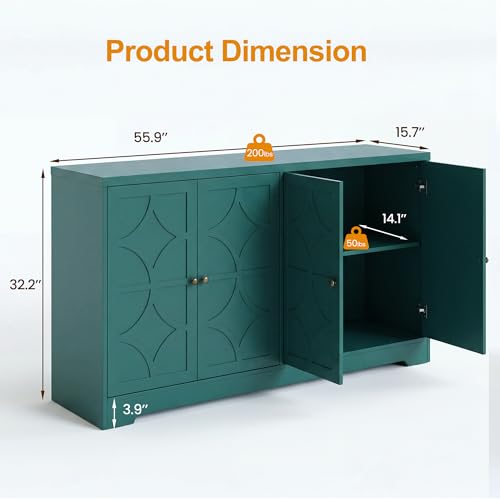 112'' Sideboard Buffet Cabinet with Storage