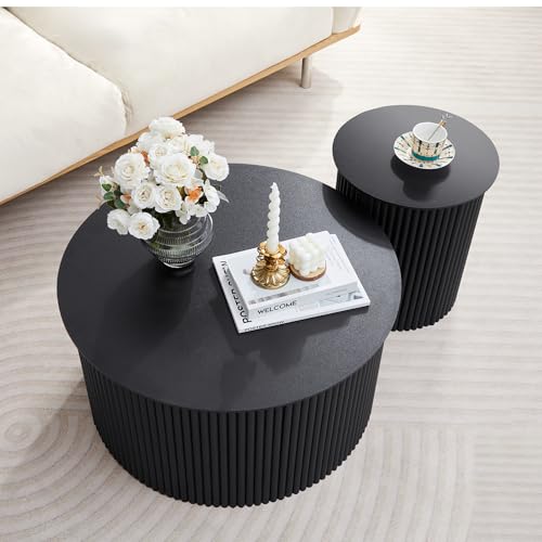 Fluted Round Nesting Coffee Table Set of 2 (2 Count)