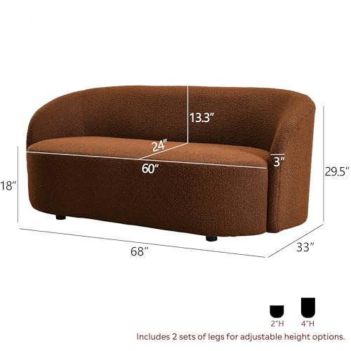 68" Boucle Loveseat Couch with 2 Swivel Barrel Chairs (3 Count)