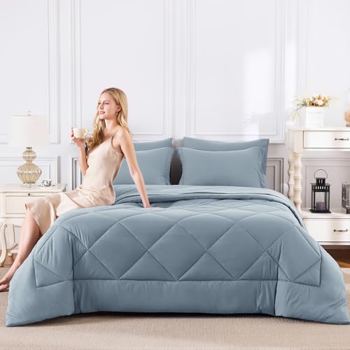 California King Comforter Set Dusty Blue