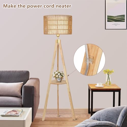 Oak Wood Tripod Floor Lamps for Living Room