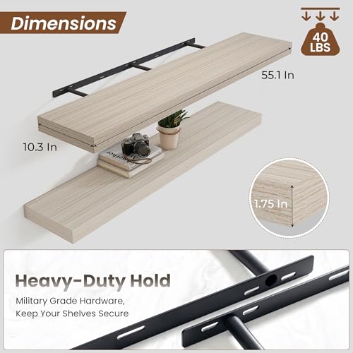 Floating Shelves 55.1" W x 10.3" D Grey Set of 2 (2 Count)