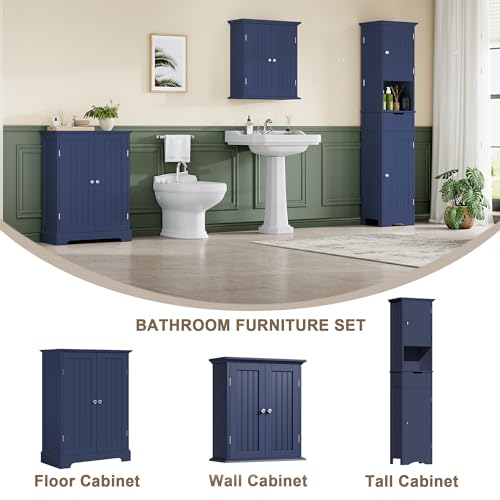Bathroom Floor Cabinet with 2 Doors and Adjustable Shelves