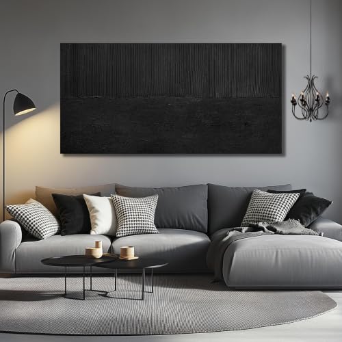 Extra Large Wall Art For Living Room Abstract Painting Wall Decor For Office Black Canvas Wall Art For Hotel 36 x 72 Inch