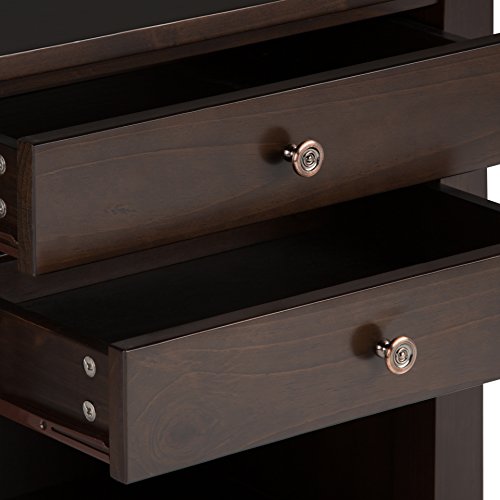 Carlton 24" Wide Solid Wood Bedside Table in Brunette Brown