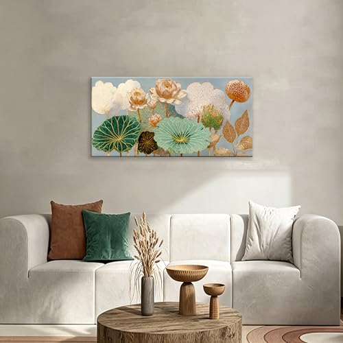 Canvas Wall Art Decor Gold Lotus Flower Canvas Art Wall Decor For Living Room Modern Wall Art Decor Floral Botanical Nature Canvas Prints Flower Wall Art Decor For Bedroom Home Office Decor 20"×40"