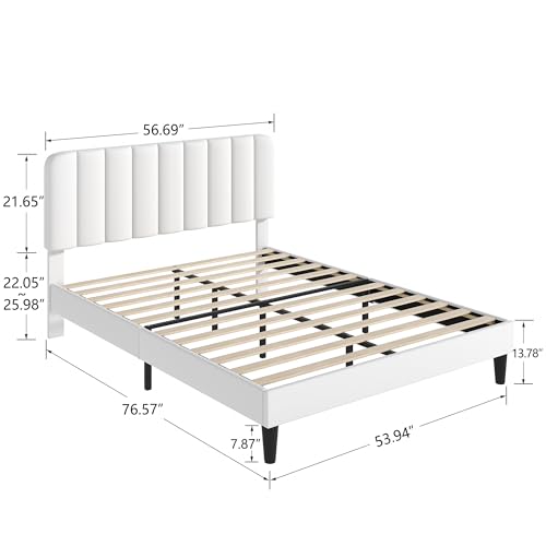 Full Size Bed Frame with Upholstered Headboard
