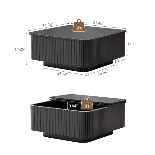 31.5" Square Coffee Table with Storage
