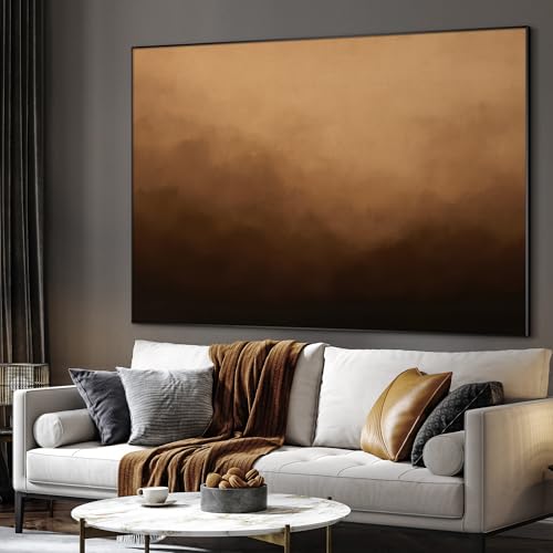 36"x46" Extra Large Framed Wall Art Warm Earth Tones Abstract Landscape Illustration for Home Living Room Bedroom Decor