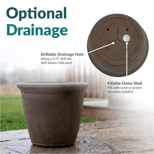 Sunnydaze Anjelica 15.25'' Large Plastic Planter Pot for Plants (4 Count)