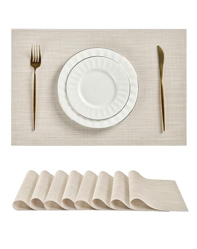 Beige White Placemats Set of 8 (8 Count)