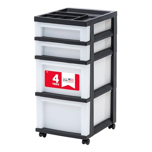 4 Drawer Rolling Storage Cart with Organizer Top