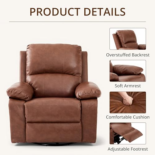 360° Swivel Rocking Leather Recliner Chair Set of 2 (2 Count)