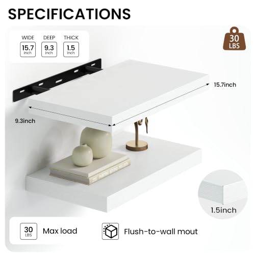 16 inchs Floating Shelves for Wall Set of 2