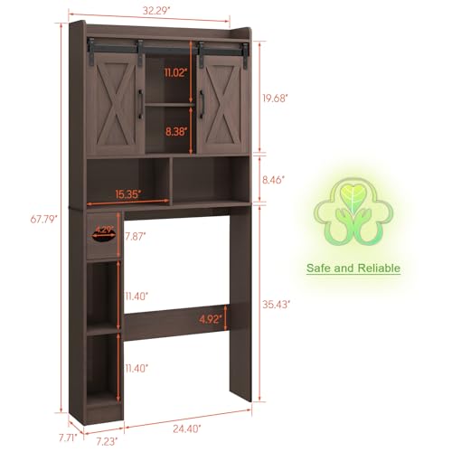 Over The Toilet Storage Cabinet with Sliding Doors