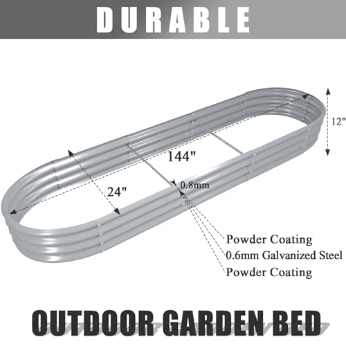 12x2x1ft Galvanized Raised Garden Bed